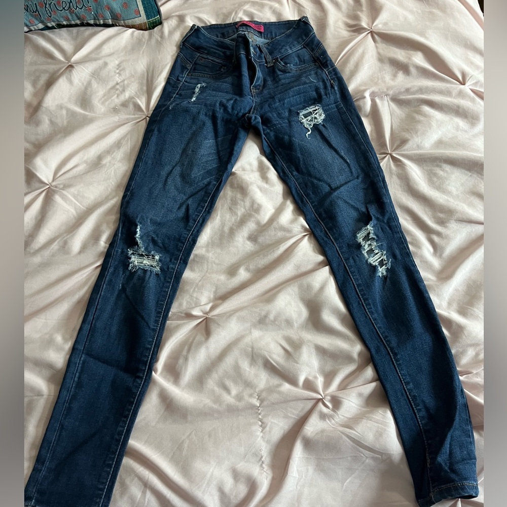 Dark denim skinny jeans